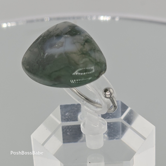 Handcrafted Green Prehnite Stone Ring Adjustable - Picture 2 of 8